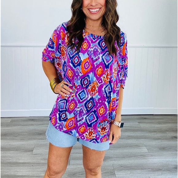 🆕🌿💜DEAR SCARLETT: Diamond Pattern Dolman Sleeve Poncho Top SMALL - Picture 1 of 5